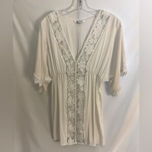 Womens White Beach Coverup S
